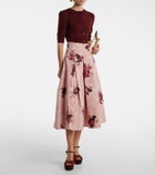 Erdem Floral pleated cotton poplin midi skirt