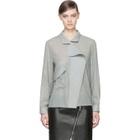 Anthony Vaccarello Grey Wool Angled Pocket Blouse