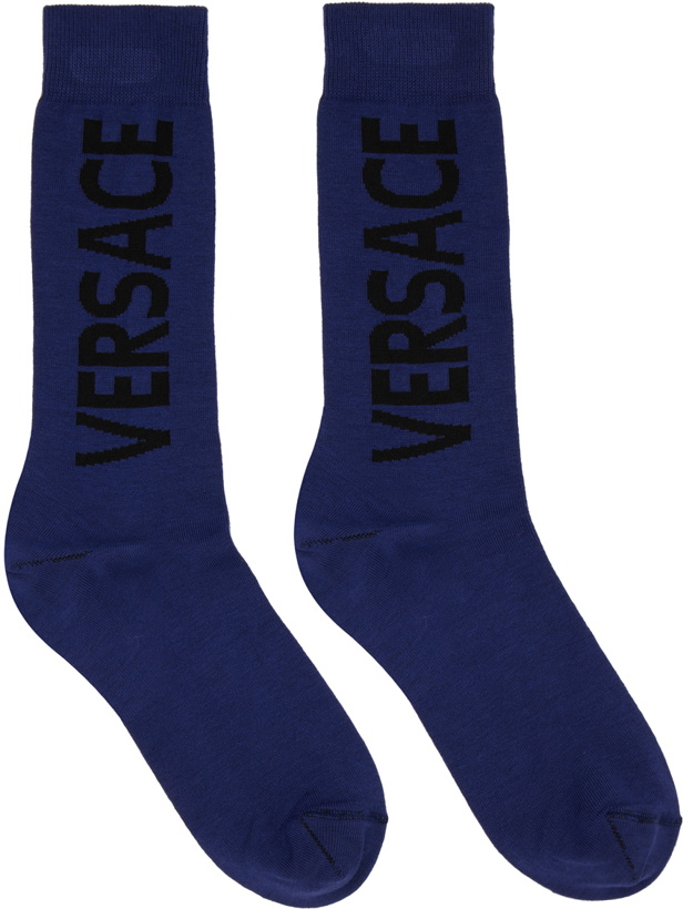 Photo: Versace Blue Cotton Socks