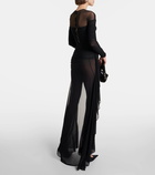 Mugler Draped mesh jumpsuit