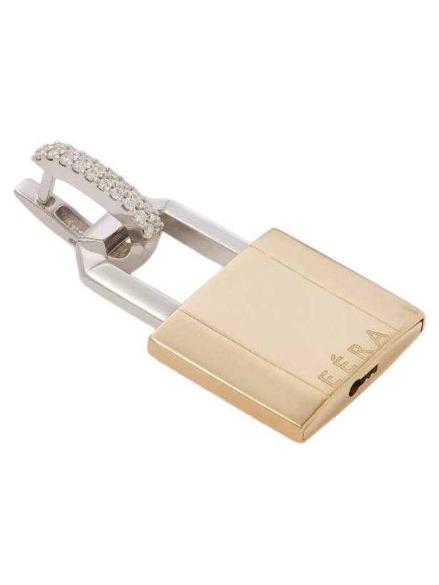 Photo: EÉRA 18K White And Yellow Gold Lock Large Diamond Earring