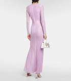 Self-Portrait Crystal-embellished mesh maxi dress