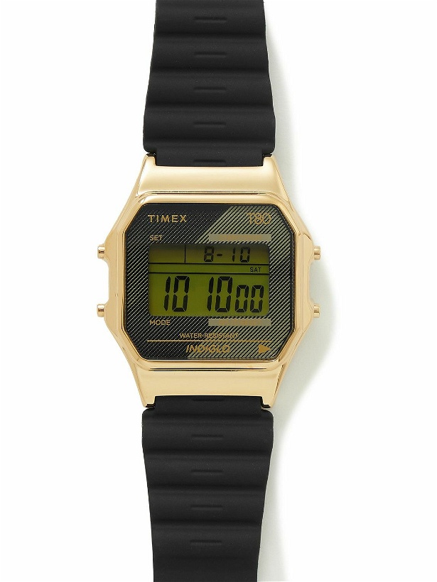 Photo: Timex - T80 34mm Gold-Tone and Rubber Digital Watch
