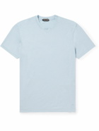 TOM FORD - Logo-Embroidered Lyocell and Cotton-Blend Jersey T-Shirt - Blue