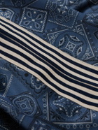 KAPITAL - Wide-Leg Striped Webbing-Trimmed Bandana-Print Tech-Jersey Track Pants - Blue