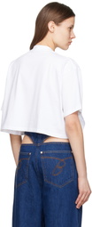 Pushbutton White Bra Point Cropped T-shirt