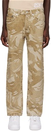 AAPE by A Bathing Ape Beige Graphic Jeans