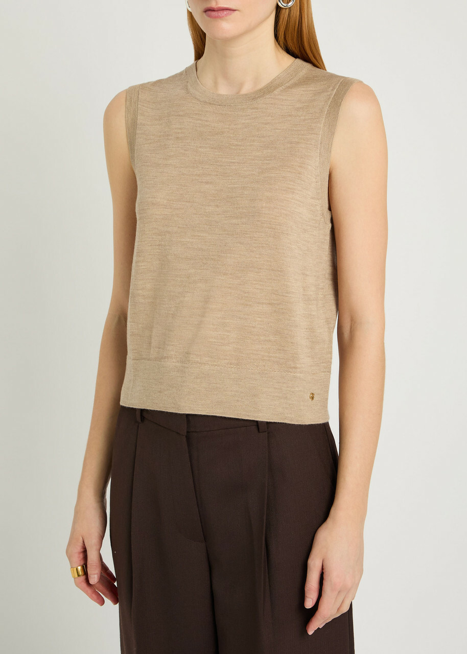 Anine Bing Moni Wool and Cashmere-blend Tank Taupe