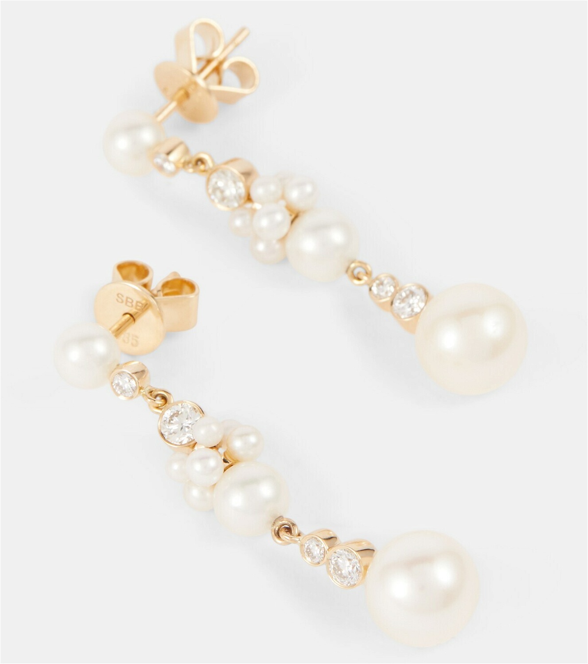 Sophie Bille Brahe - Rêve de Tulipe 14kt gold earrings with diamonds ...