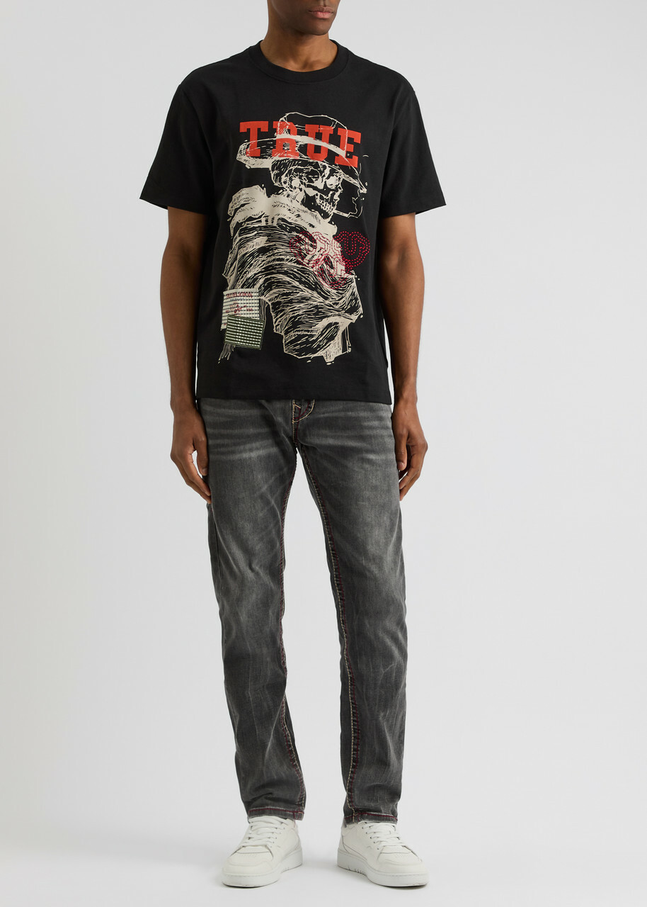 True Religion Skull Yellowstone Sashiko Printed Cotton T-shirt