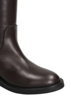 Via Roma 15 Low Heels Boots In Dark Brown Leather