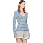 GANNI Gray & Blue Stripe Long-Sleeve T-shirt