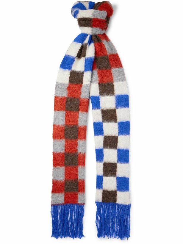 Photo: The Elder Statesman - Thistle Fringed Checked Brushed Alpaca-Blend Scarf