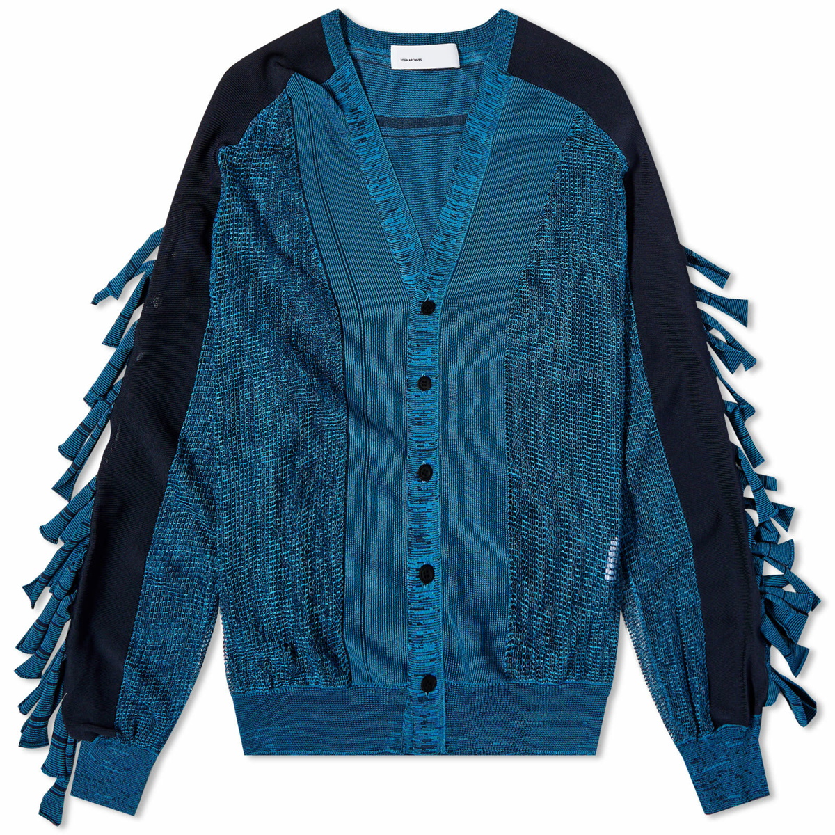 Toga Pulla Women's Fringe Knit Cardigan in Blue Toga Pulla