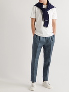 Brunello Cucinelli - Tapered Pleated Linen Drawstring Trousers - Blue