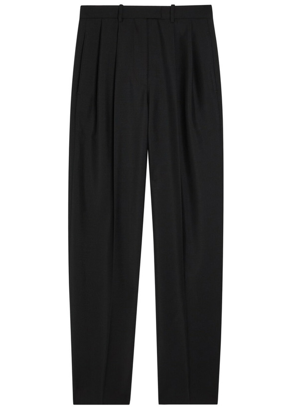 Photo: Givenchy Pleated Tapered-leg Wool and Mohair-blend Trousers Black