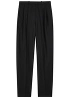 Givenchy Pleated Tapered-leg Wool and Mohair-blend Trousers Black