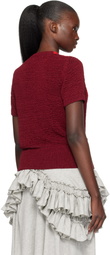 Dries Van Noten Burgundy V-Neck Knit Sweater