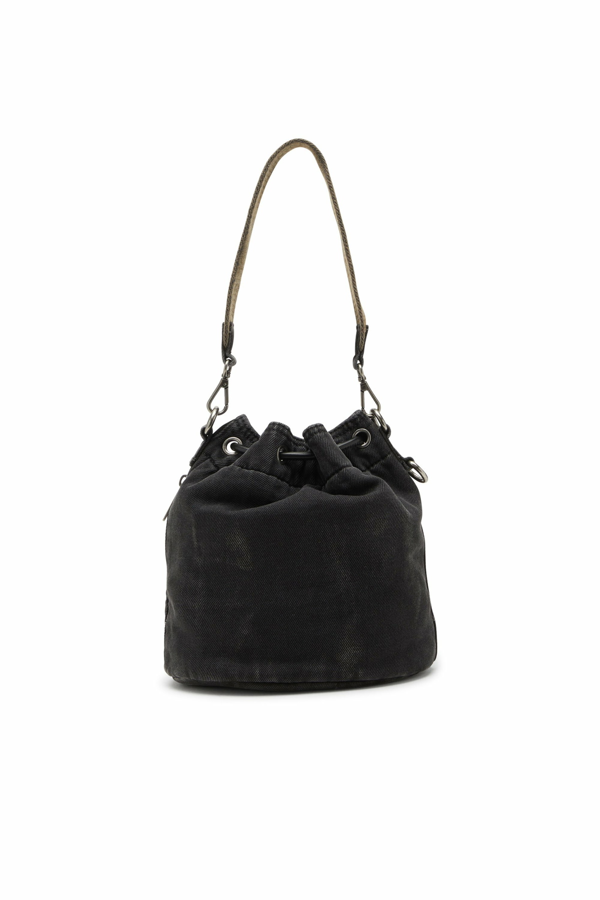 Diesel Multi-Pkts-Multipocket bucket bag in washed denim - Crossbody Bags - Unisex - Black