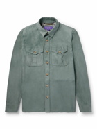 Ralph Lauren Purple label - Cutaway-Collar Suede Overshirt - Green