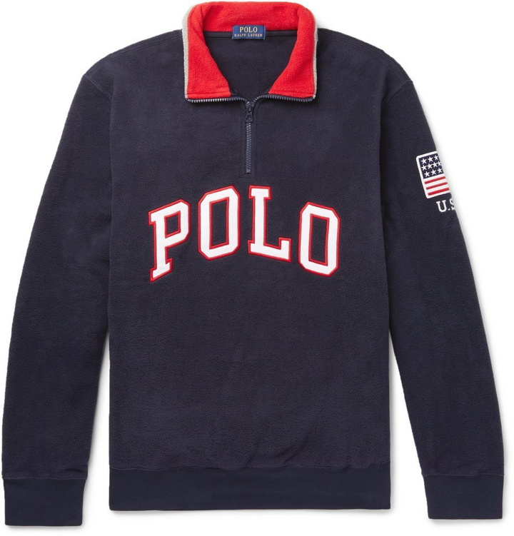 Photo: Polo Ralph Lauren - Logo-Appliquéd Fleece Half-Zip Sweatshirt - Men - Navy