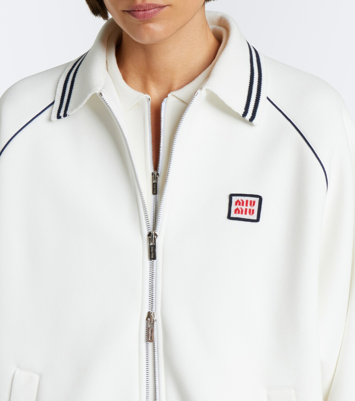 Miu Miu Cotton piqué blouson jacket