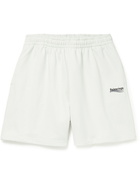 BALENCIAGA - Wide-Leg Logo-Embroidered Cotton-Jersey Shorts - White