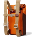 Brooks England - Pickwick Small Leather-Trimmed Patchwork Coated Cotton-Canvas Backpack - Orange