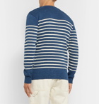 Armor Lux - Molene Slim-Fit Button-Embellished Striped Wool Sweater - Blue