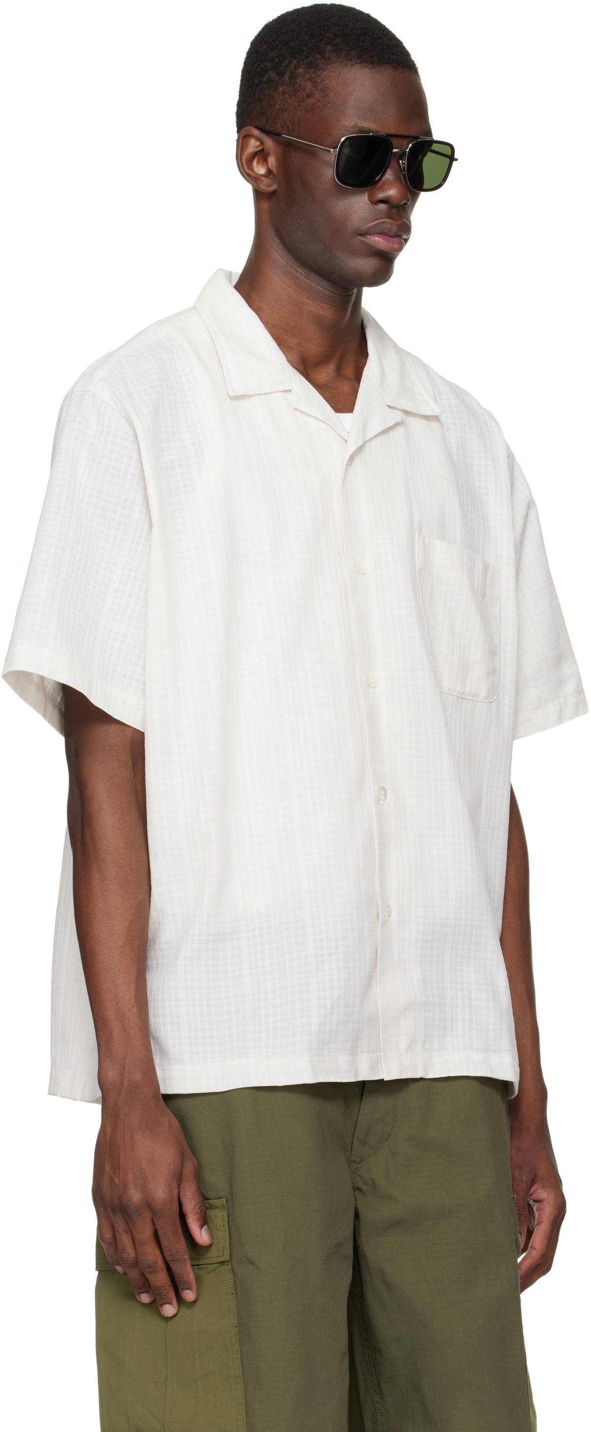 nanamica Off-White Open Collar Panama S/S Shirt