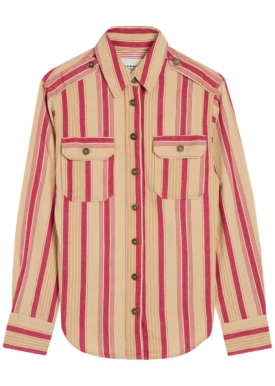 Isabel Marant étoile Gelva Striped Cotton Shirt Beige