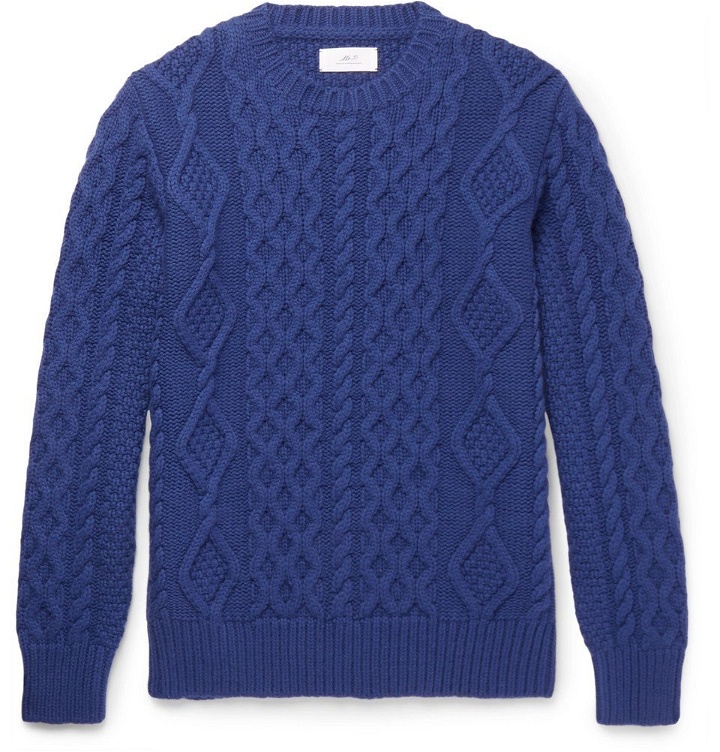 Photo: Mr P. - Cable-Knit Merino Wool and Cashmere-Blend Sweater - Men - Cobalt blue