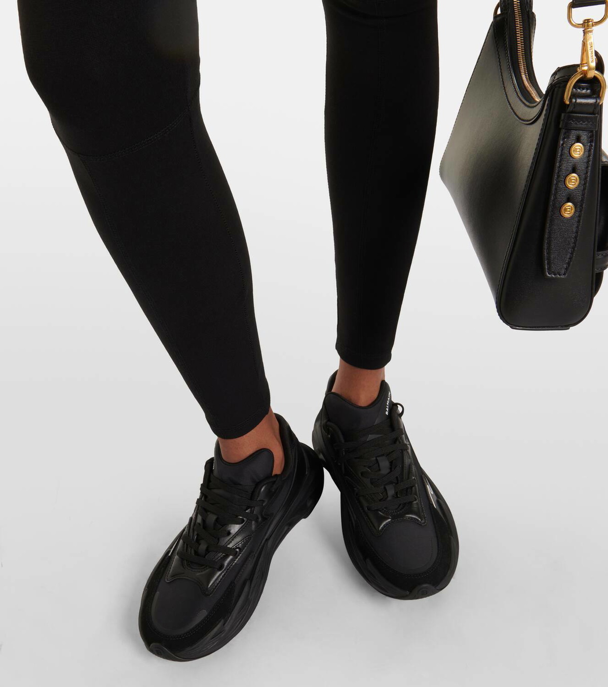 Balmain Run-Row suede-trimmed leather sneakers Balmain