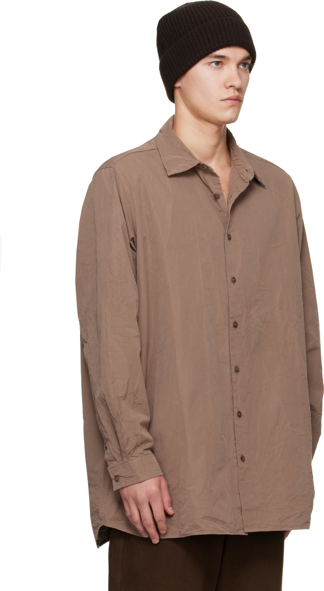 CASEY CASEY Brown Paper Cot Ikla Shirt