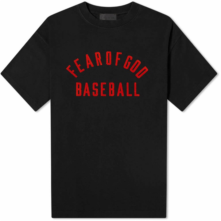 Photo: Fear Of God Men's Baseball T-Shirt in Vintage Black/Red