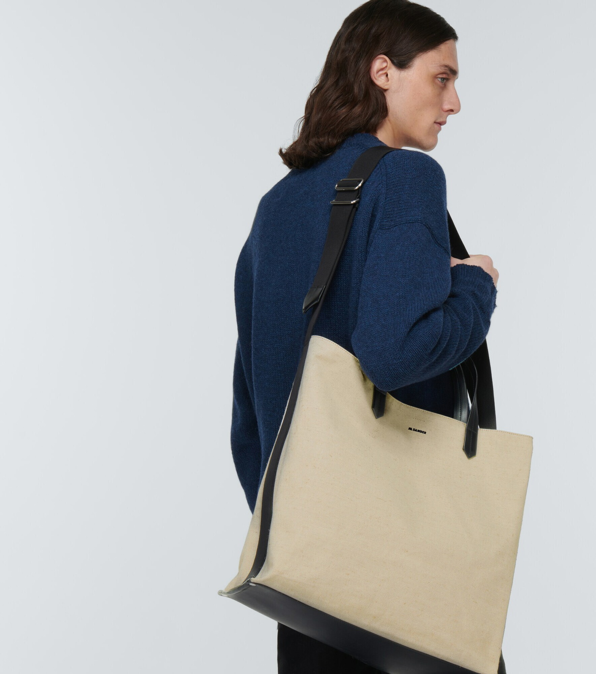 Jil Sander - Logo cotton and linen tote bag