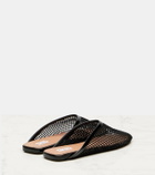 Alaïa Patent leather-trimmed fishnet mules