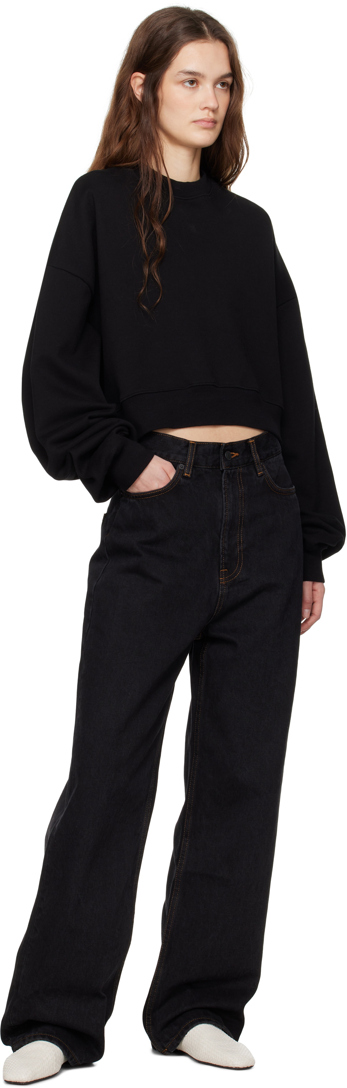 WARDROBE.NYC Black Hailey Bieber Edition HB Track Sweatshirt