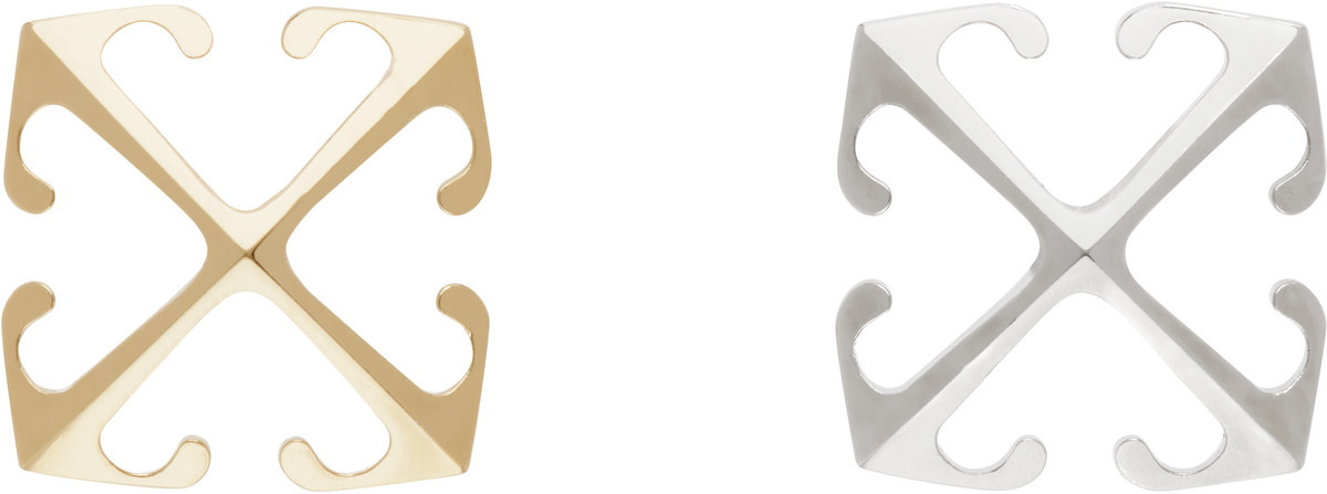 Off-White Gold & Silver Bicolor Mini Arrow Earrings