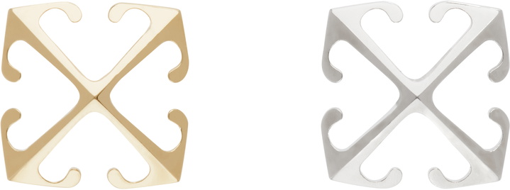 Photo: Off-White Gold & Silver Bicolor Mini Arrow Earrings