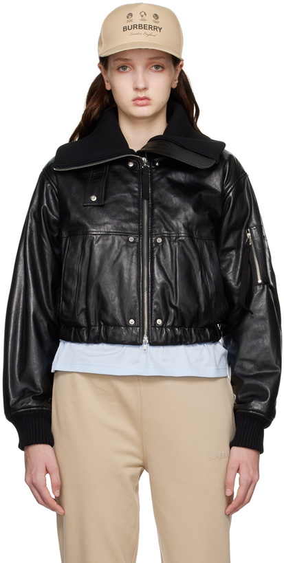 Photo: Helmut Lang Black Paneled Leather Bomber Jacket