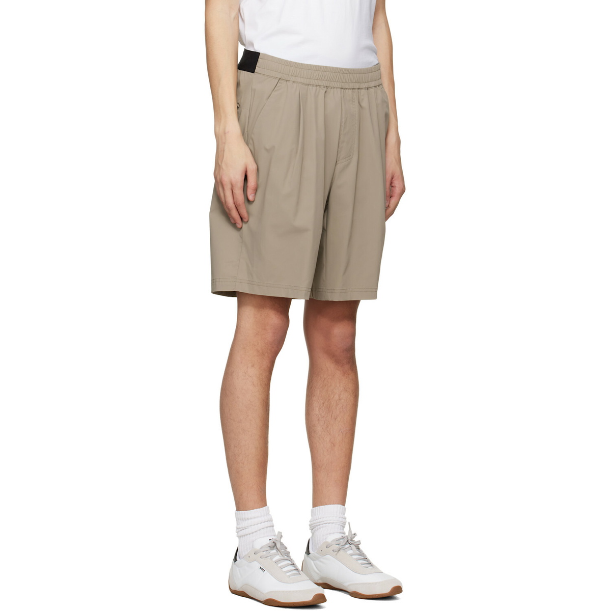 BOSS Taupe Water-Repellent Micro-Waffle Shorts
