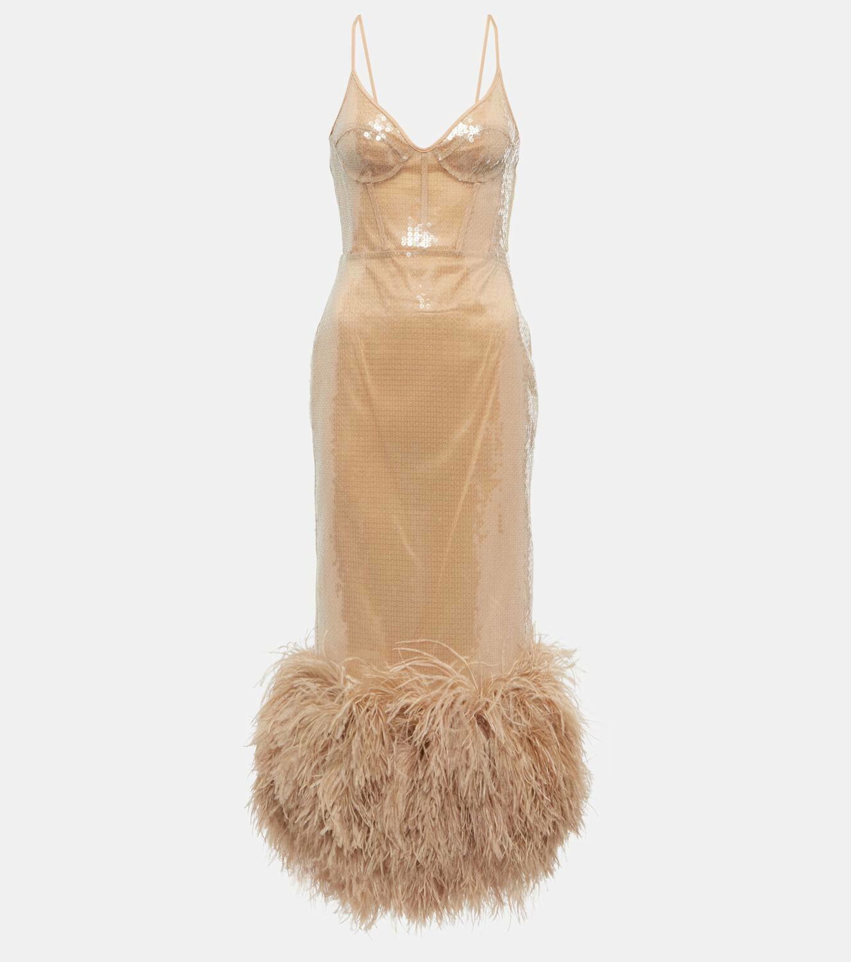 knee length dresses for ladies SEQUIN AND TULLE CAMI MIDI DRESS – David Koma main image 0