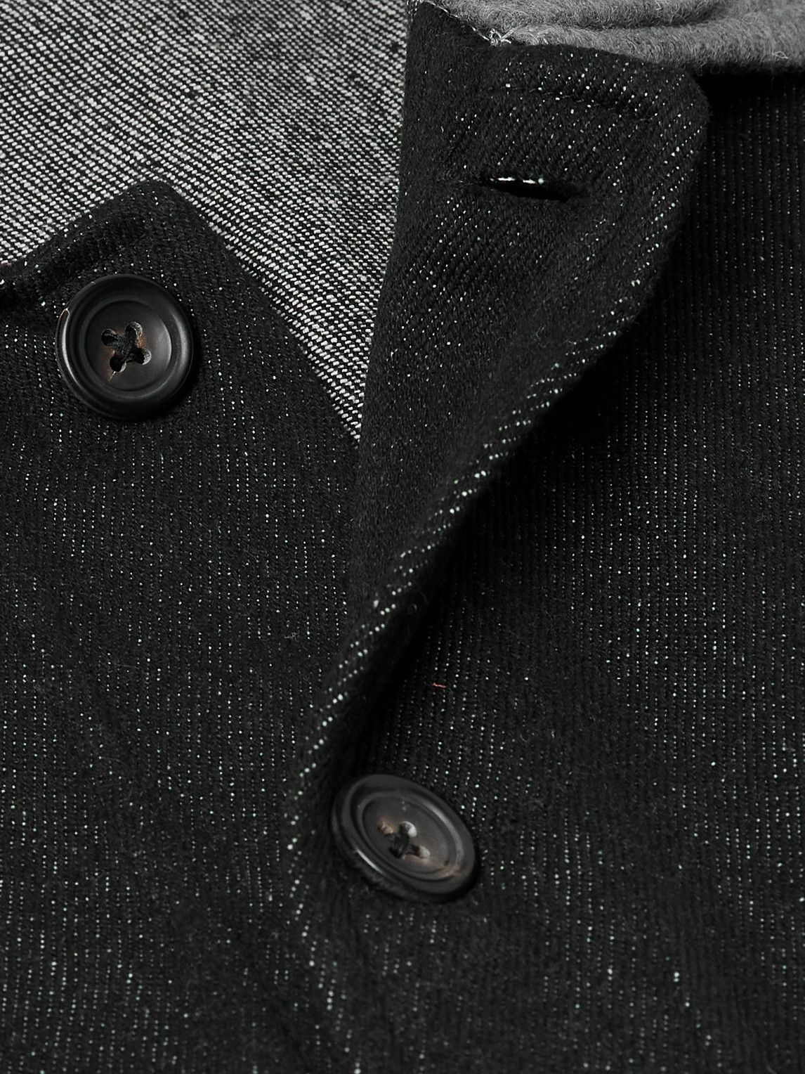 Kartik Research - Embroidered Felt-Trimmed Denim Jacket - Black