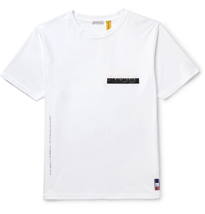 Photo: Moncler Genius - 7 Moncler Fragment Oversized Logo-Appliquéd Printed Cotton-Jersey T-Shirt - White