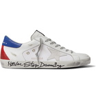 Golden Goose - Superstar Distressed Leather, Canvas and Suede Sneakers - White