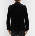Alexander McQueen - Slim-Fit Embellished Silk Grosgrain-Trimmed Cotton-Velvet Blazer - Men - Black