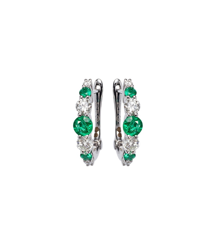 Photo: Bucherer Fine Jewellery Classics 18kt white gold hoop earrings with emeralds and diamonds