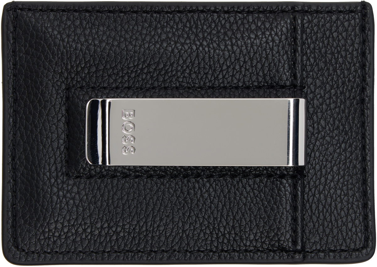 BOSS Black Faux-Leather Money Clip Card Holder