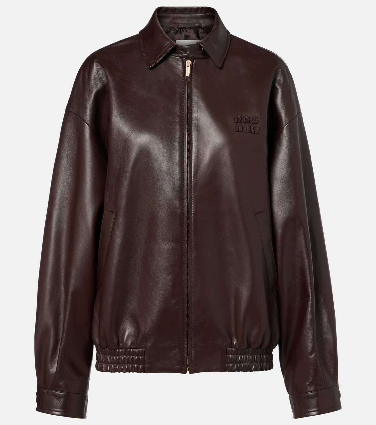 Miu Miu Logo leather jacket
